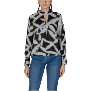 JDY - Abstract Print - Blouse - Oranje - Lange Mouwen - Hoge Hals