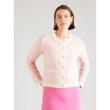 Y.A.S - YASLIVIA LS SHORT KNIT CARDIGAN - Kleur: Birch/Raspberry Sorbet/Pirouette - Materiaal: Knit