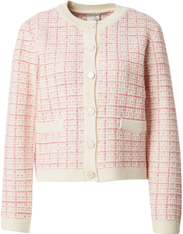 Y.A.S - YASLIVIA LS SHORT KNIT CARDIGAN - Kleur: Birch/Raspberry Sorbet/Pirouette - Materiaal: Knit