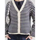 Y.A.S - Gebreide Jas - Cardigan - Strepen - Geribbelde Manchetten - Knoopsluiting - V-hals - Lange Mouwen