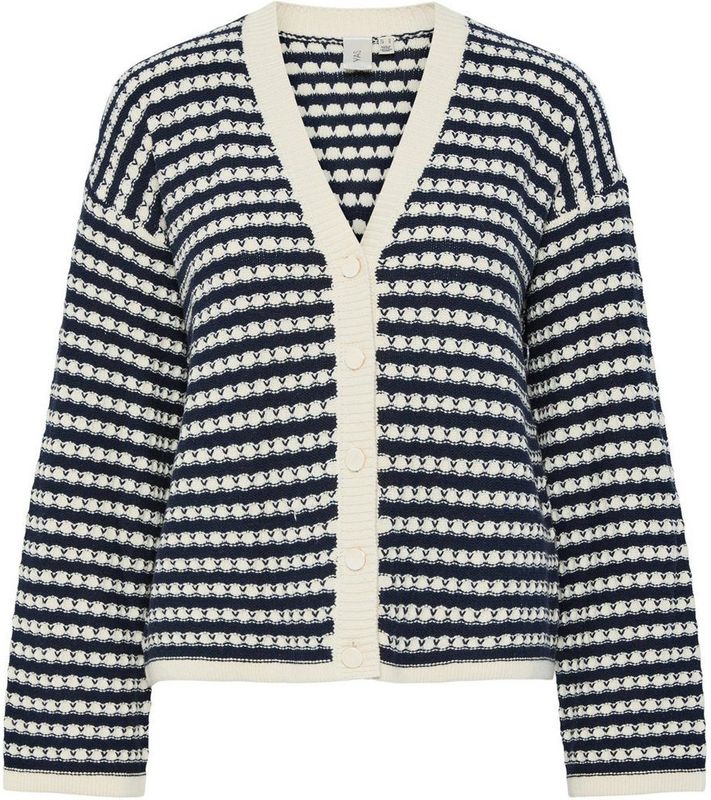 Y.A.S - Gebreide Jas - Cardigan - Strepen - Geribbelde Manchetten - Knoopsluiting - V-hals - Lange Mouwen