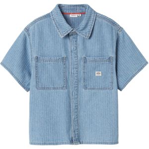 Shirt - Blauw - Denim - Regular Fit - Korte Mouwen