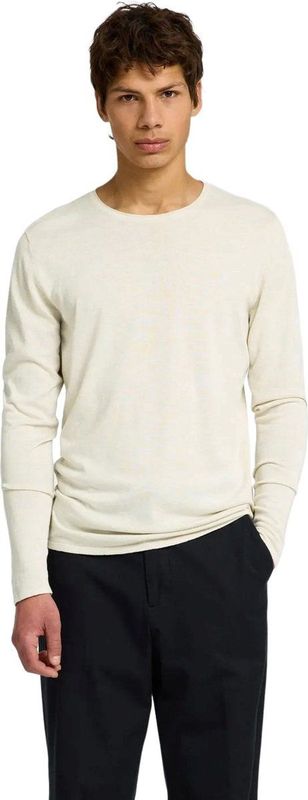 Selected Homme - Beige Crew Neck Sweater - Heren - Grijs - Gebreid