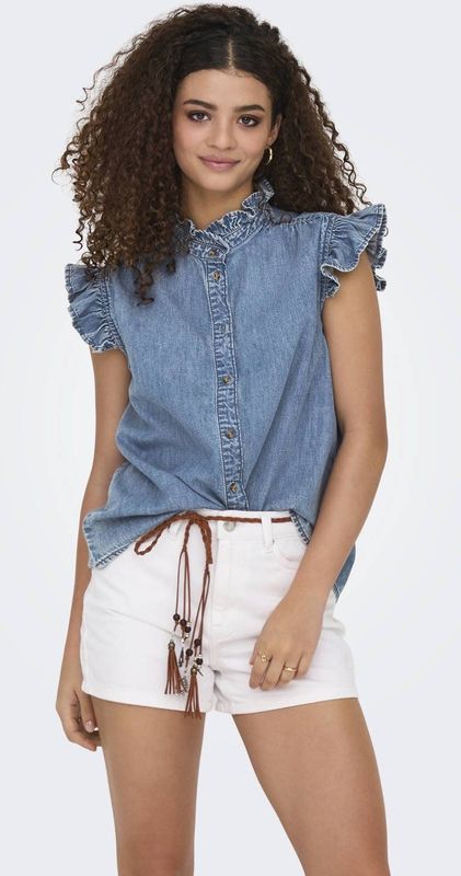 Onlshania - Overhemd - Mouwloos - Chinese Boord - Regular Fit