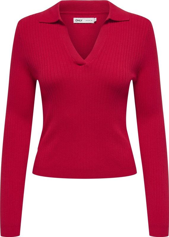 Gebreide Trui - Effen - Knitwear - Lange Mouw - Slanke Pasvorm