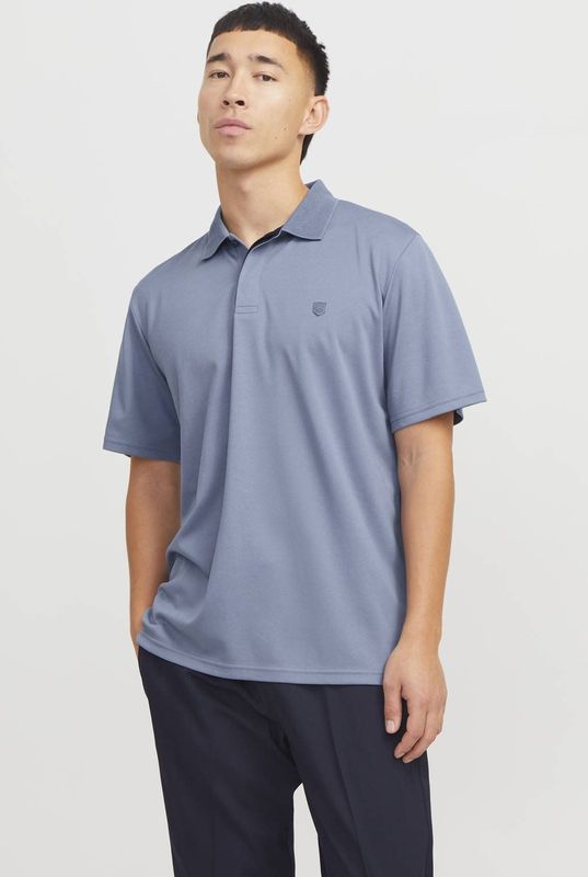 JACK & JONES PREMIUM - Polo - Blauw - Normale Pasvorm - Korte Mouwen
