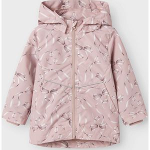 Name It - Nmfmaxi Li Jacket Aop - Jas - Pale Mauve - Allover Print - Afneembare Capuchon