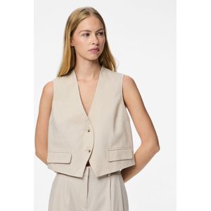 Pieces - Pctiki - Gilet - Silver Gray - 41% Linnen 38% Viscose 19% Polyester 2% Katoen