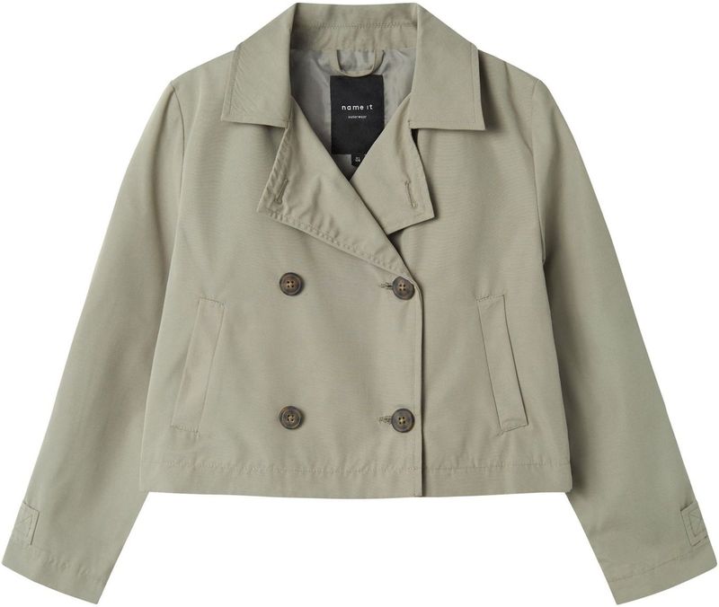 NAME IT - Trenchcoat - Blauw - Geweven Stof - Knoopsluiting