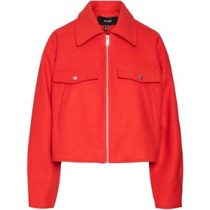 Vero Moda - Vmfortunefrej Short Jacket - Korte Jas - Fiery Red - Stof