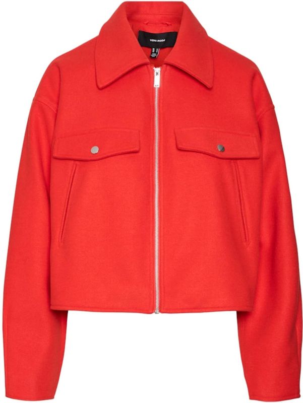 Vero Moda - Vmfortunefrej Short Jacket - Korte Jas - Fiery Red - Stof