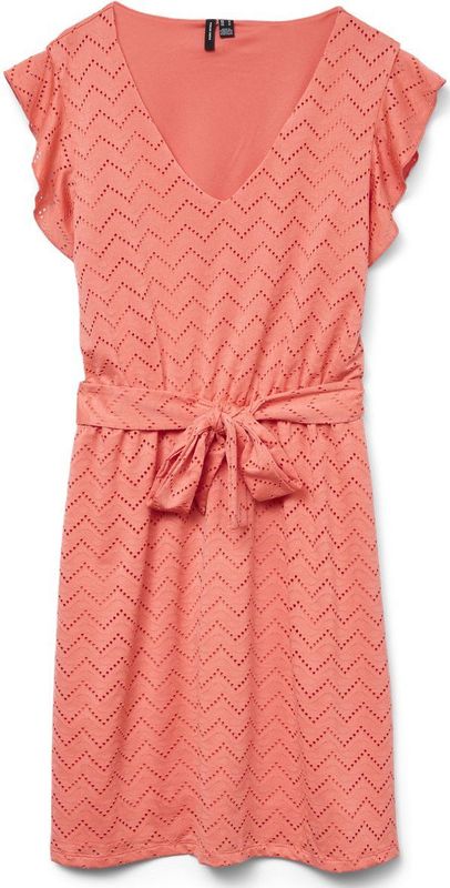 VERO MODA - VMTHAS SL SHORT V-NECK DRESS - Dames Jurk - Mini - Mouwloos