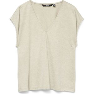 VERO MODA Dames Vmvips Ss AVA V-hals top JRS Ga, silver mink, M