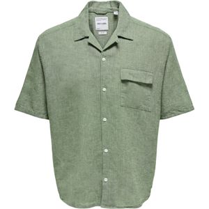 Onscaiden - Overhemd - Blauw - Katoen - Korte Mouwen - Relaxed Fit