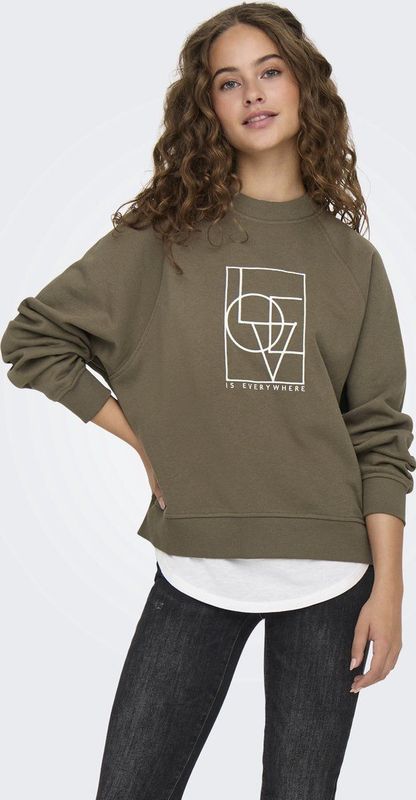 Jacqueline de Yong Trui Jdybambi Emb Sweat Jrs 15334006 Walnut/ Love Emb Dames