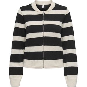 Only - Damesvest - Zwart-Wit - Mix van Polyester en Katoen