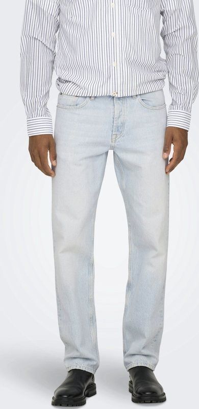 EDGE - Straight Fit Jeans - Gebleekt - Mid Waist - Denim