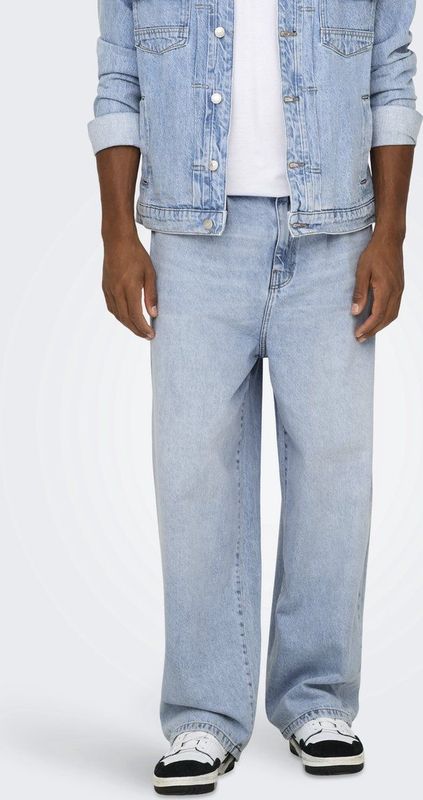 ONSCARL - Bandplooi Jeans - Effen - Denim - Light Washed - Wide Leg