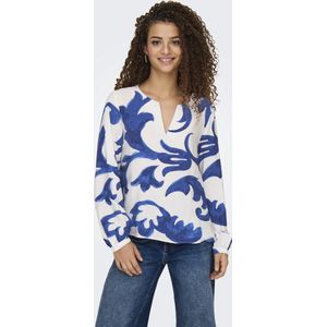 JdY - Bloezen & Tunieken - Blauw - Geweven Stoffen - V-Hals - Lange Mouwen