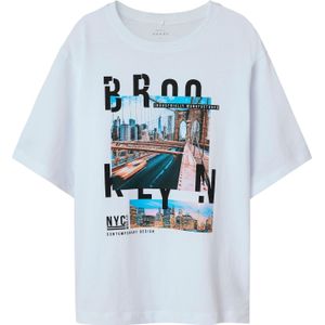 Name It T-Shirt - NkmVoto - Bright White/Brooklyn - Name It - 13-14 jaar (158-164) - T-Shirt