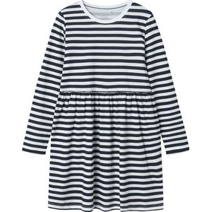 Name It Jurk - NkfVivia - Bright White m. Strepen - Name It - 9 jaar (134) - Jurk