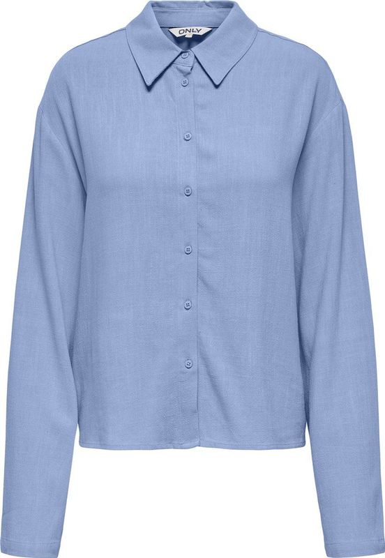 Only Blouse Blauw - ONLSOLVI L/S LINEN Blouse