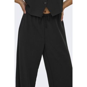 ONLY - Broek - Zwart - Geweven - Wijde Pijpen - Koordsluiting