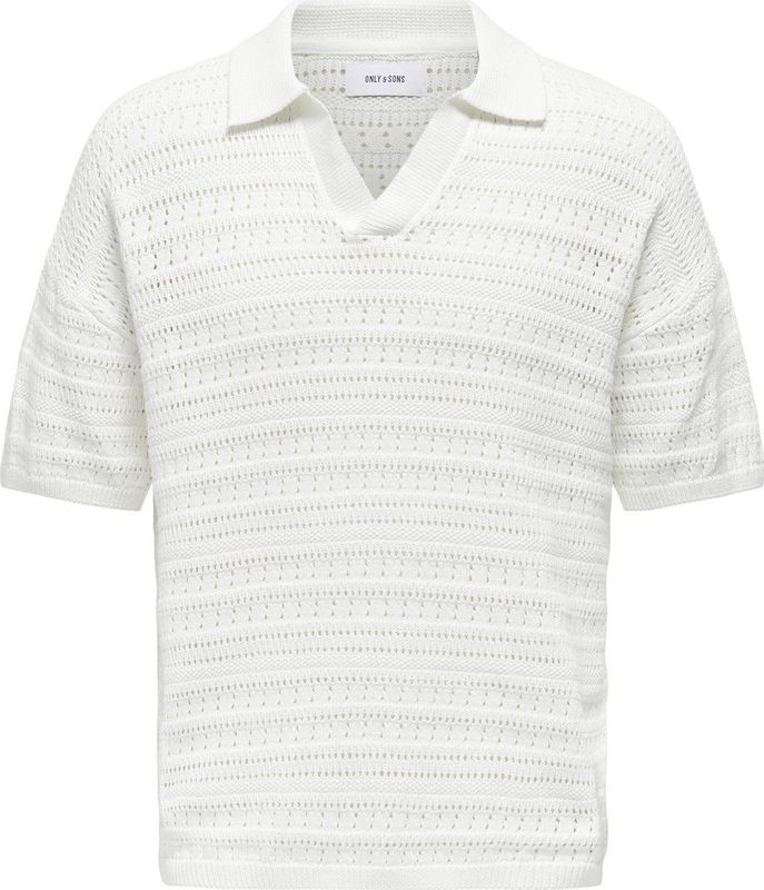 Only & Sons - V-hals Polo - Gebreide Trui - Wit - 100% Katoen