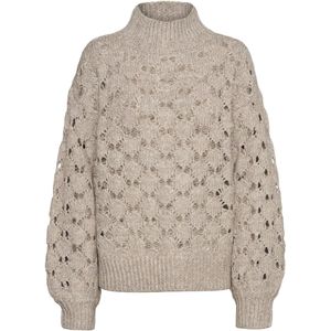 Gebreide Pullover - Hoge Hals - Lange Mouwen - Volumineuze Mouwen - Regular Fit