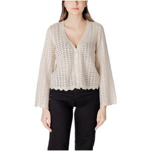 Only - Low-Cut V-Neck Cardigan - Beige - 40% Acryl 60% Katoen