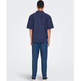Onscaiden - Overhemd - Blauw - Katoen - Korte Mouwen - Relaxed Fit