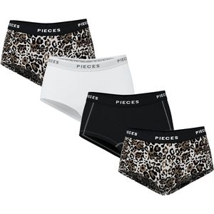 Pieces - Pclogo Lady - Onderbroek - Silver Grey/Leo - 4 Stuks - Katoen/Elastan