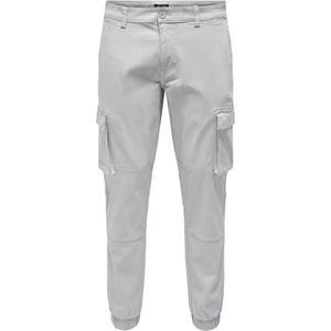 Cargo Broek - Twill - Tapered Fit - Zwart - Riemlussen - Elastisch Detail
