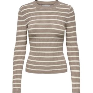W. Birch - Hoodie - Mocha Meringue Stripes - Slim Fit - Zonder Capuchon
