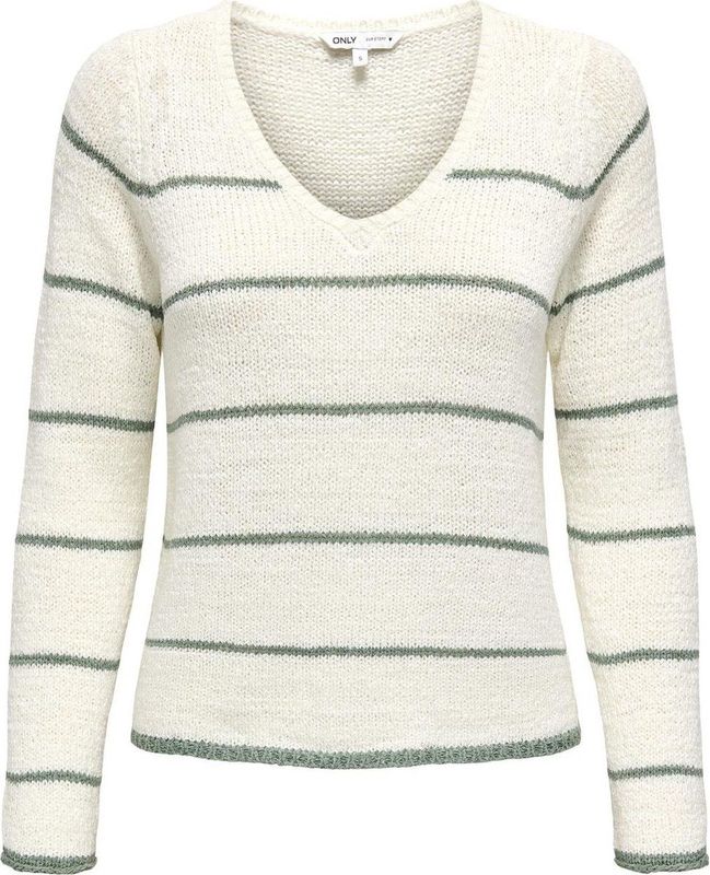ONLY - ONLGEENA V-Neck Knt Noos - Dames Trui - Cloud Dancer - Knitwear
