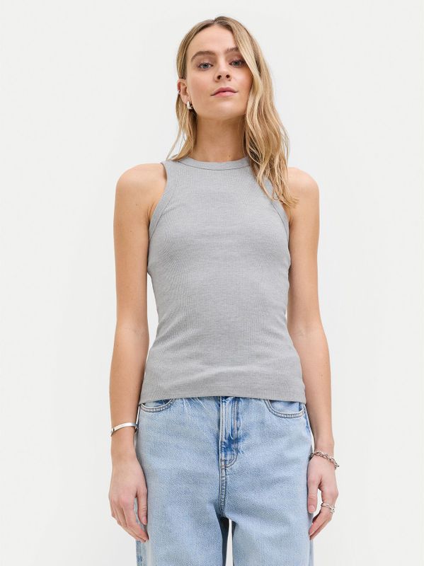 Jack & Jones Jxforest STR Sl Rib Top JRS Noos, dark grey melange, M