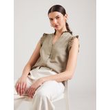 Blouse - Mélange - Viscose - Mouwloos - Opstaande Kraag