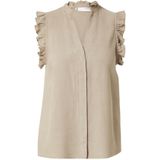 Blouse - Mélange - Viscose - Mouwloos - Opstaande Kraag