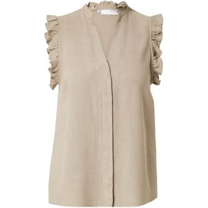 Blouse - Mélange - Viscose - Mouwloos - Opstaande Kraag