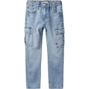 Cargo - Tapered-Fit Jeans - Denim - Blauw - Verstelbare Taille