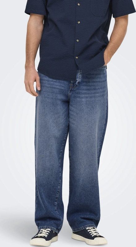 FADE - Loose Fit Jeans - Blauw - Katoen - High Waist