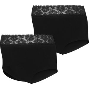 Lingerie - Hipsters - Zwart - Biologisch Katoen - Hoge Taille met Kantdetail