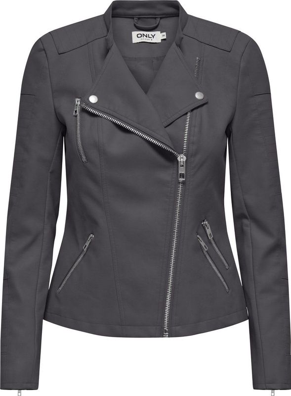 Onlava - Jas - Synthetisch Leer - Biker Kraag - Lange Mouwen - Asymmetrische Ritssluiting