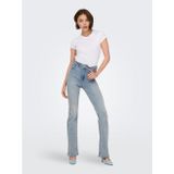 Jeans - Light Blue Denim - Katoen - Hoog Taillehoogte - Uitlopende Pijp