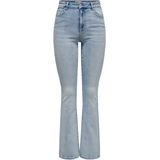 Jeans - Light Blue Denim - Katoen - Hoog Taillehoogte - Uitlopende Pijp