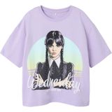 Wednesday - Top - Zwart - Jersey - Rubberen Print - Ronde Hals - Korte Mouwen