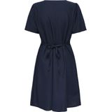 Jurk - V-Hals - Korte Mouwen - Volumineuze Mouwen - Knoopsluiting - Kort