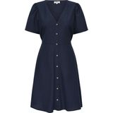 Jurk - V-Hals - Korte Mouwen - Volumineuze Mouwen - Knoopsluiting - Kort