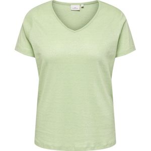 ONLY CARMAKOMA - CARMELODI SS V-NECK TOP - Blouse - Groen - 100% Katoen