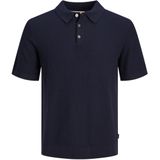 Jack & Jones - Heren Polo SS Sandri Knit Polo - Blauw - Maat L